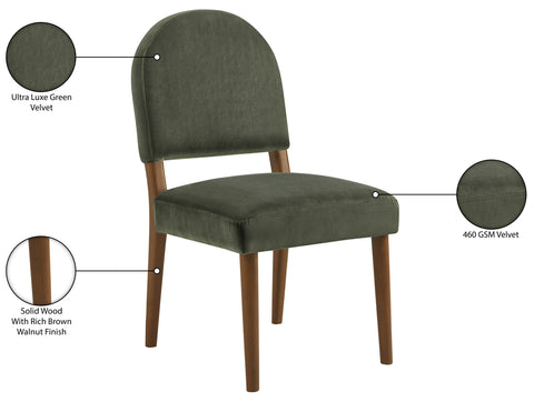 Piper Green Velvet Performance Fabric Upholstered Dining Chair, 2-Piece