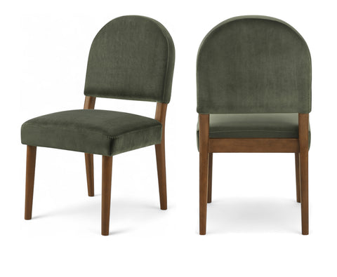 Piper Green Velvet Performance Fabric Upholstered Dining Chair, 2-Piece