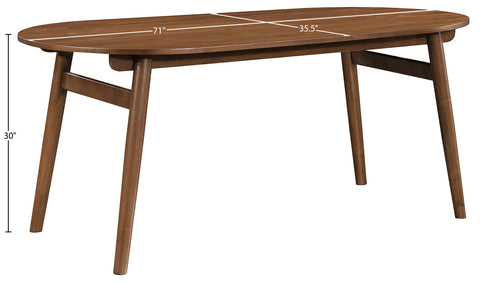 Yara 71" Brown Solid Wood And Walnut Veneer Dining Table, 1 Piece
