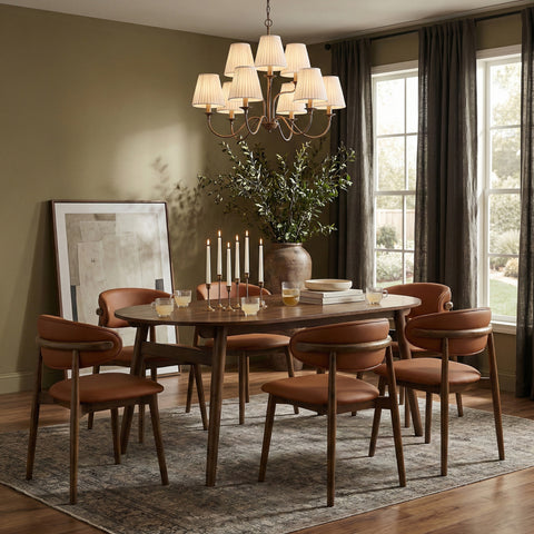 Yara 71" Brown Solid Wood And Walnut Veneer Dining Table, 1 Piece