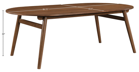 Yara 86.75" Brown Solid Wood And Walnut Veneer Dining Table, 1 Piece