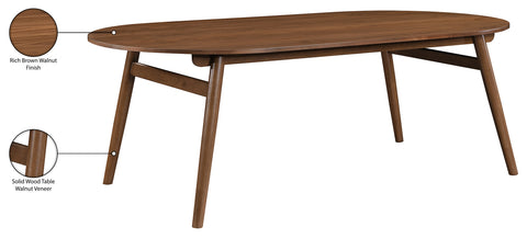 Yara 86.75" Brown Solid Wood And Walnut Veneer Dining Table, 1 Piece