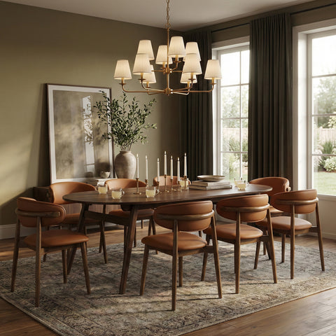 Yara 86.75" Brown Solid Wood And Walnut Veneer Dining Table, 1 Piece