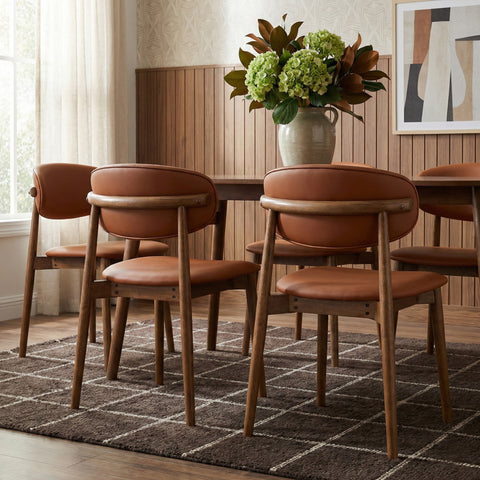 Yara Tan Vegan Leather Upholstered Dining Chair, 2-Piece