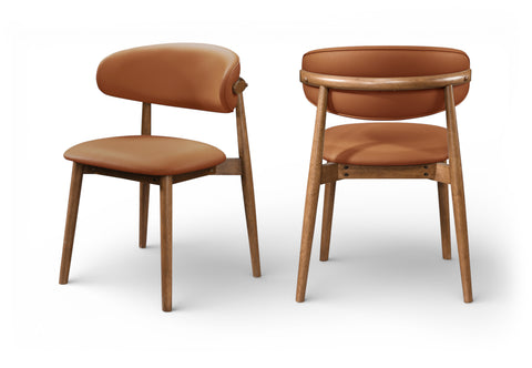 Yara Tan Vegan Leather Upholstered Dining Chair, 2-Piece