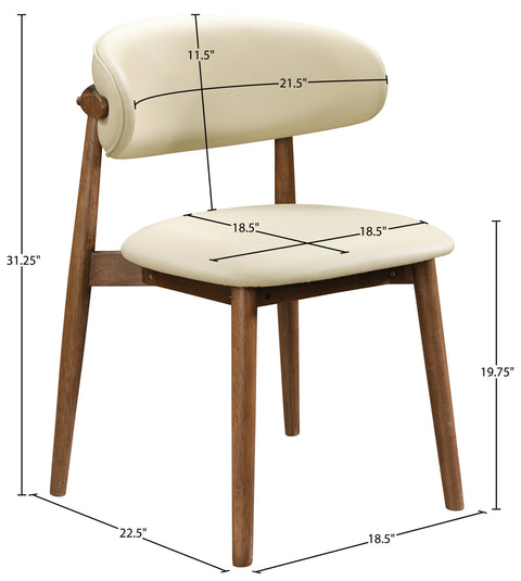 Yara Cream Vegan Leather Upholstered Dining Chair, 2-Piece (Style 2)