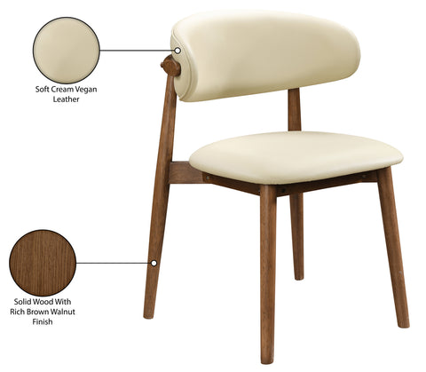 Yara Cream Vegan Leather Upholstered Dining Chair, 2-Piece (Style 2)