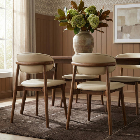 Yara Cream Vegan Leather Upholstered Dining Chair, 2-Piece (Style 2)