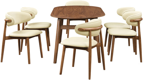 Yara Cream Vegan Leather Upholstered Dining Chair, 2-Piece (Style 2)