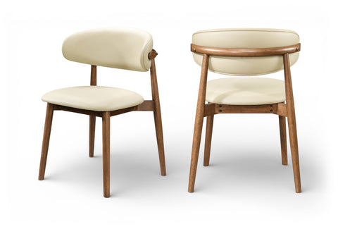 Yara Cream Vegan Leather Upholstered Dining Chair, 2-Piece (Style 2)