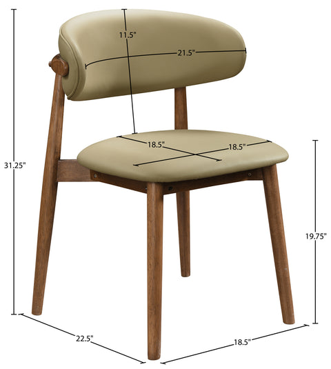 Yara Khaki Vegan Leather Upholstered Dining Chair, 2-Piece