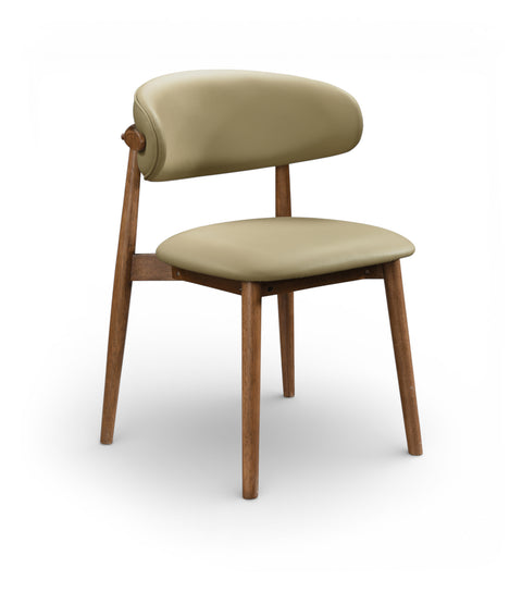 Yara Khaki Vegan Leather Upholstered Dining Chair, 2-Piece