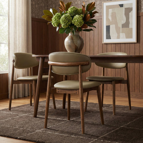 Yara Khaki Vegan Leather Upholstered Dining Chair, 2-Piece