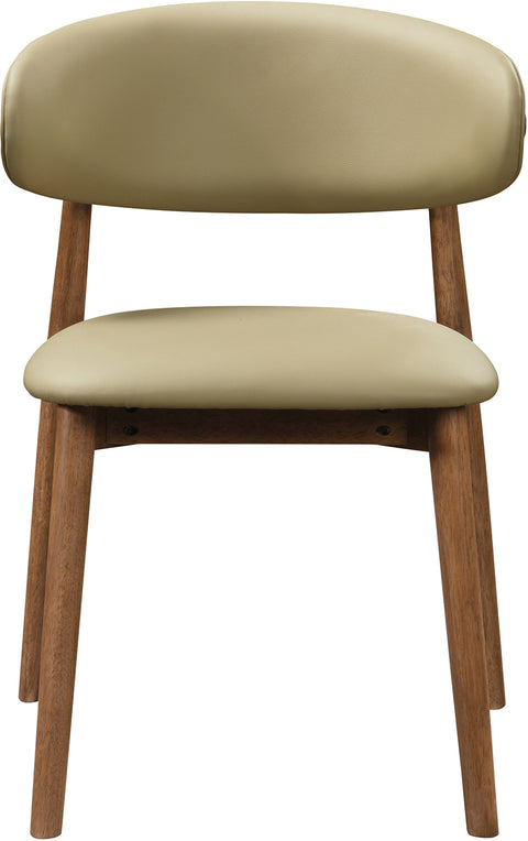 Yara Khaki Vegan Leather Upholstered Dining Chair, 2-Piece