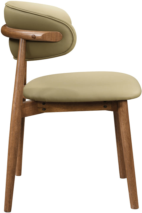 Yara Khaki Vegan Leather Upholstered Dining Chair, 2-Piece