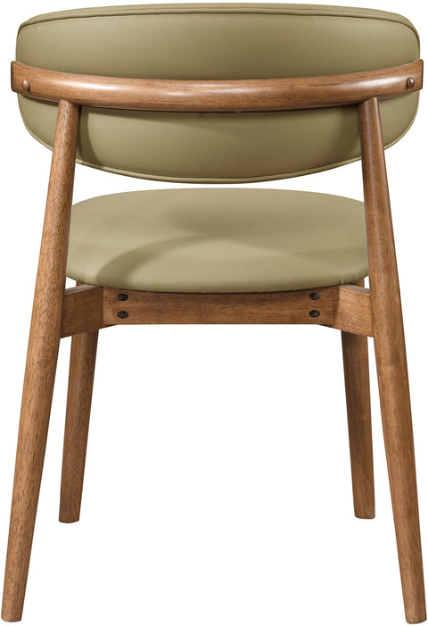 Yara Khaki Vegan Leather Upholstered Dining Chair, 2-Piece