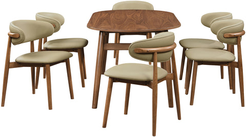 Yara Khaki Vegan Leather Upholstered Dining Chair, 2-Piece