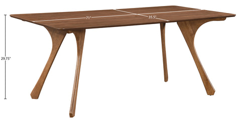 Isolde 71" Brown Solid Wood And Walnut Veneer Dining Table, 1 Piece