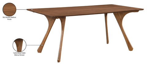 Isolde 71" Brown Solid Wood And Walnut Veneer Dining Table, 1 Piece