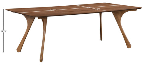 Isolde 86.75" Brown Solid Wood And Walnut Veneer Dining Table, 1 Piece