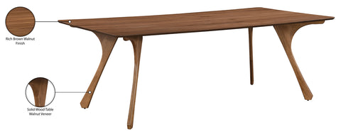 Isolde 86.75" Brown Solid Wood And Walnut Veneer Dining Table, 1 Piece