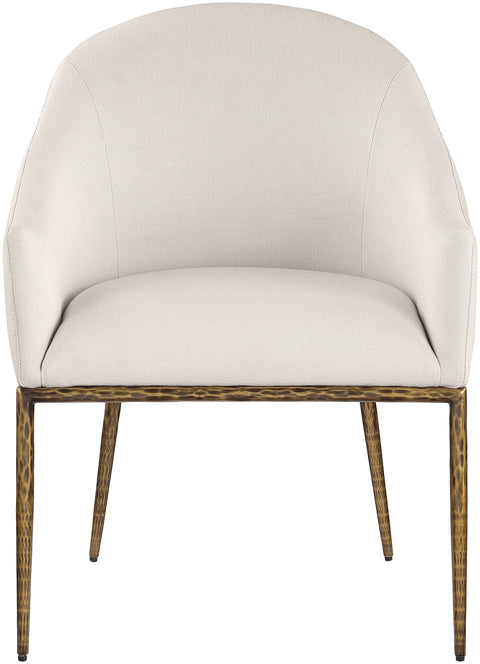 Orla Beige Linen Textured Performance Fabric Upholstered Dining Arm Chair, 1 Piece