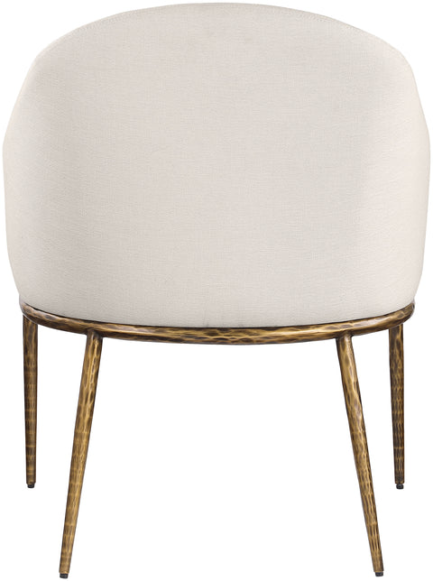 Orla Beige Linen Textured Performance Fabric Upholstered Dining Arm Chair, 1 Piece