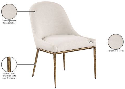 Orla Beige Linen Textured Performance Fabric Upholstered Dining Side Chair, 1 Piece