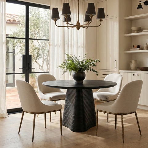 Orla Beige Linen Textured Performance Fabric Upholstered Dining Side Chair, 1 Piece
