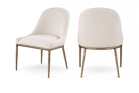 Orla Beige Linen Textured Performance Fabric Upholstered Dining Side Chair, 1 Piece
