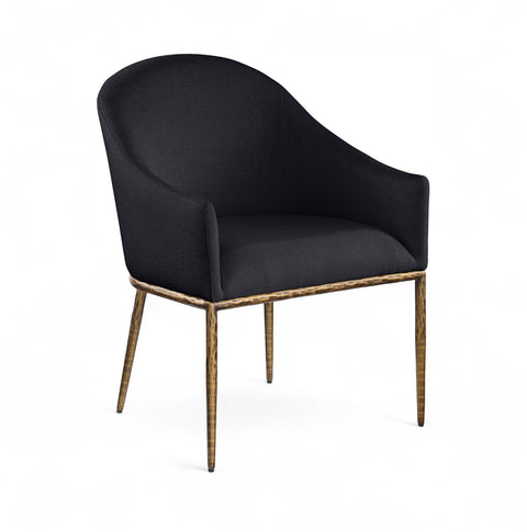 Orla Black Linen Textured Performance Fabric Upholstered Dining Arm Chair, 1 Piece