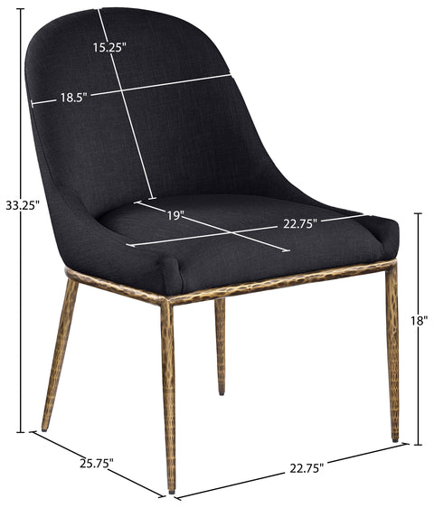 Orla Black Linen Textured Performance Fabric Upholstered Dining Side Chair, 1 Piece