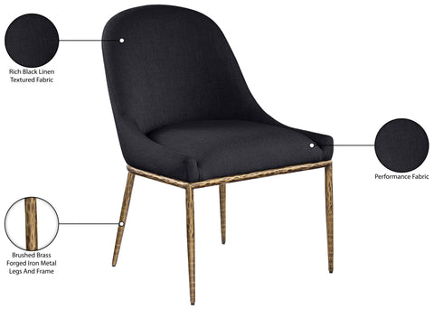 Orla Black Linen Textured Performance Fabric Upholstered Dining Side Chair, 1 Piece