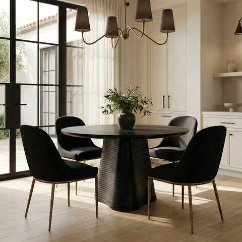 Orla Black Linen Textured Performance Fabric Upholstered Dining Side Chair, 1 Piece
