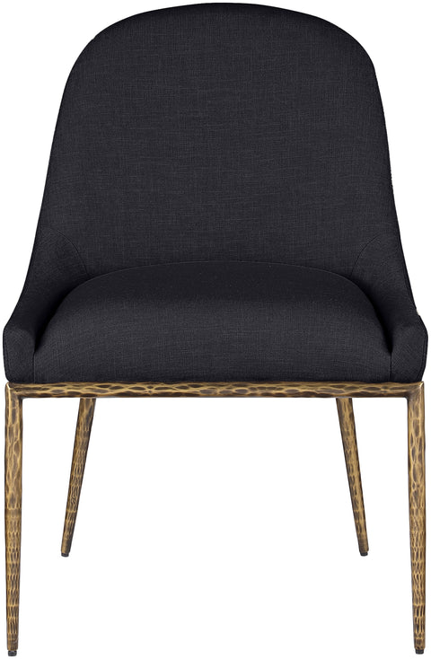 Orla Black Linen Textured Performance Fabric Upholstered Dining Side Chair, 1 Piece