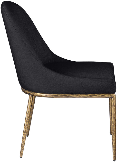 Orla Black Linen Textured Performance Fabric Upholstered Dining Side Chair, 1 Piece