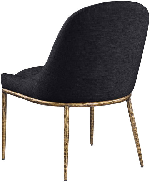 Orla Black Linen Textured Performance Fabric Upholstered Dining Side Chair, 1 Piece