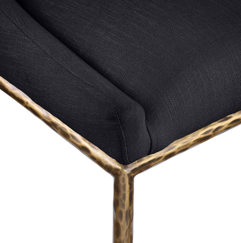 Orla Black Linen Textured Performance Fabric Upholstered Dining Side Chair, 1 Piece