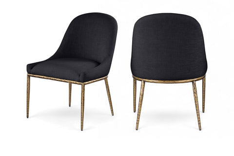 Orla Black Linen Textured Performance Fabric Upholstered Dining Side Chair, 1 Piece