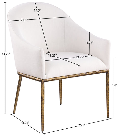 Orla Cream Linen Textured Performance Fabric Upholstered Dining Arm Chair, 1 Piece