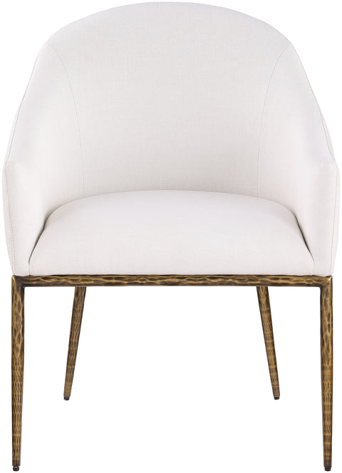 Orla Cream Linen Textured Performance Fabric Upholstered Dining Arm Chair, 1 Piece