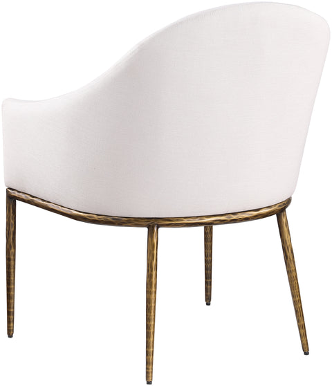 Orla Cream Linen Textured Performance Fabric Upholstered Dining Arm Chair, 1 Piece