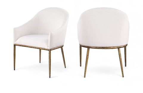 Orla Cream Linen Textured Performance Fabric Upholstered Dining Arm Chair, 1 Piece