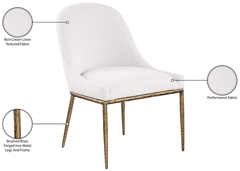 Orla Cream Linen Textured Performance Fabric Upholstered Dining Side Chair, 1 Piece