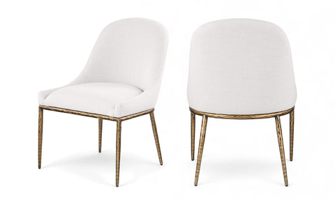 Orla Cream Linen Textured Performance Fabric Upholstered Dining Side Chair, 1 Piece