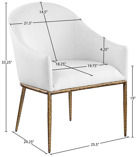 Orla White Linen Textured Performance Fabric Upholstered Dining Arm Chair, 1 Piece