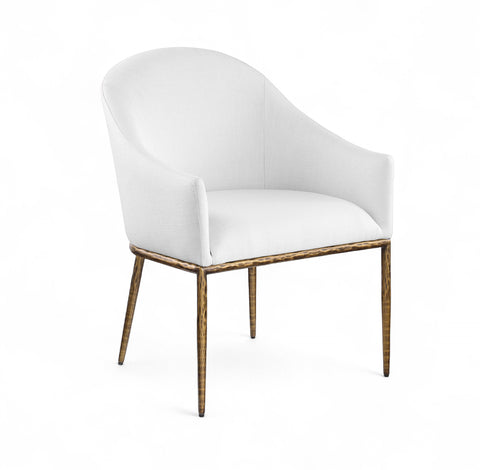 Orla White Linen Textured Performance Fabric Upholstered Dining Arm Chair, 1 Piece