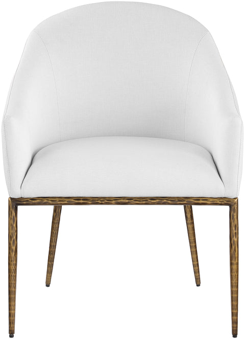 Orla White Linen Textured Performance Fabric Upholstered Dining Arm Chair, 1 Piece