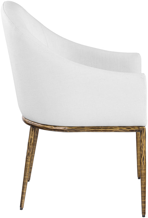 Orla White Linen Textured Performance Fabric Upholstered Dining Arm Chair, 1 Piece