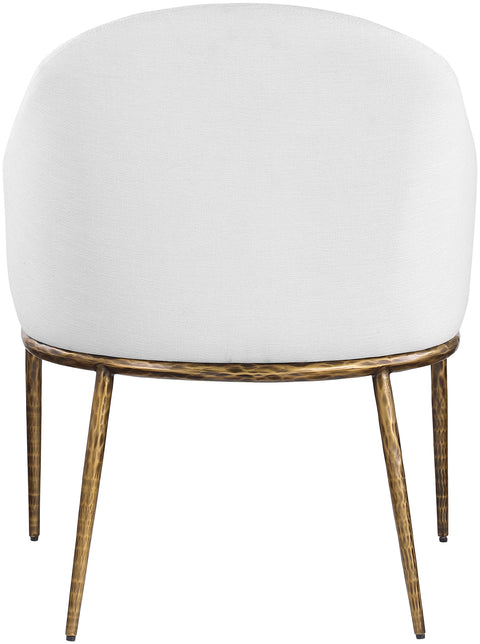 Orla White Linen Textured Performance Fabric Upholstered Dining Arm Chair, 1 Piece